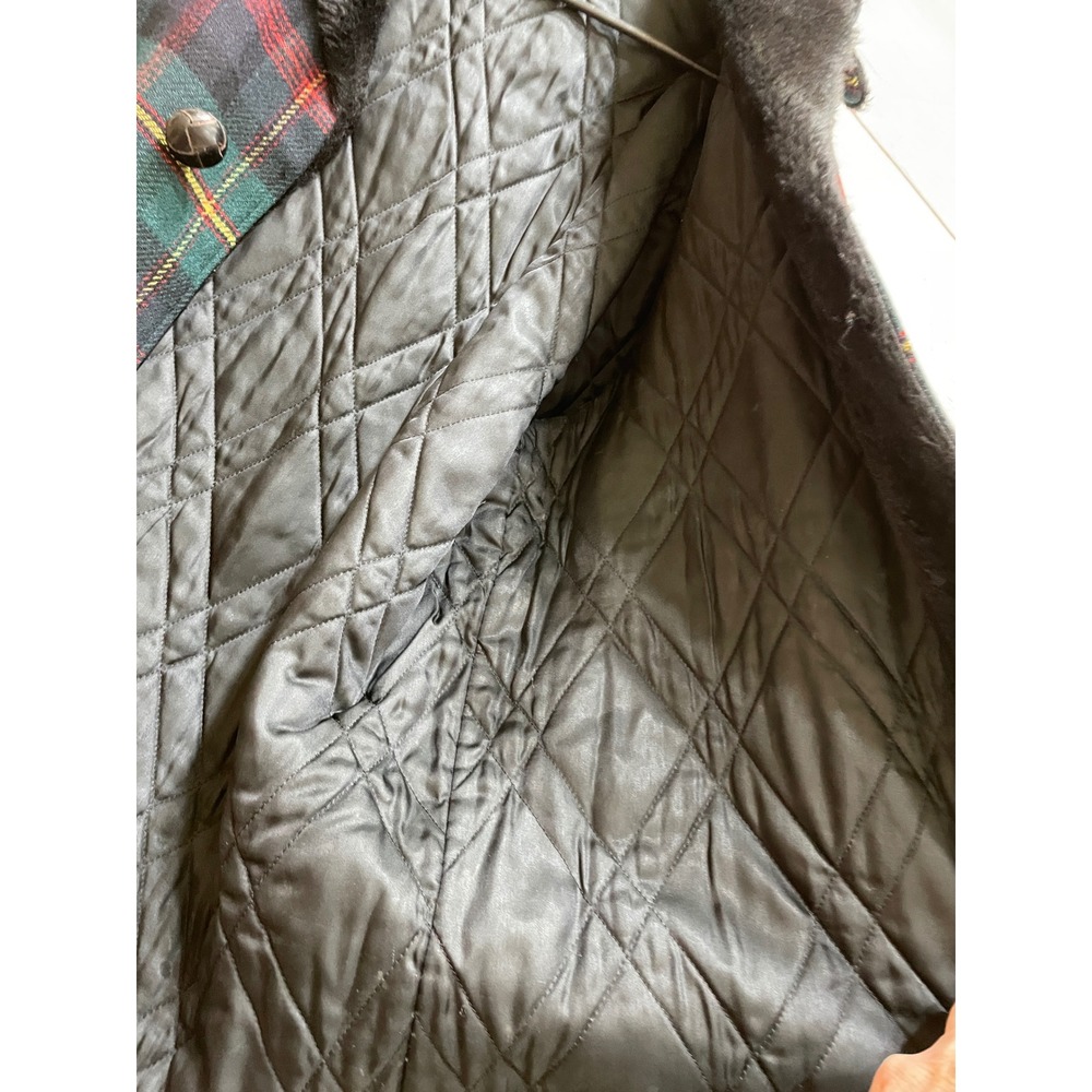 VINTAGE‎ MENS PENDLETON PLAID WOOL COAT WITH FAUX FUR COLLAR - Picture 12 of 16